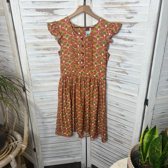 MATILDA JANE Women's Character Counts Orange Floral Mini Dress Small Retro Boho - Picture 5 of 15